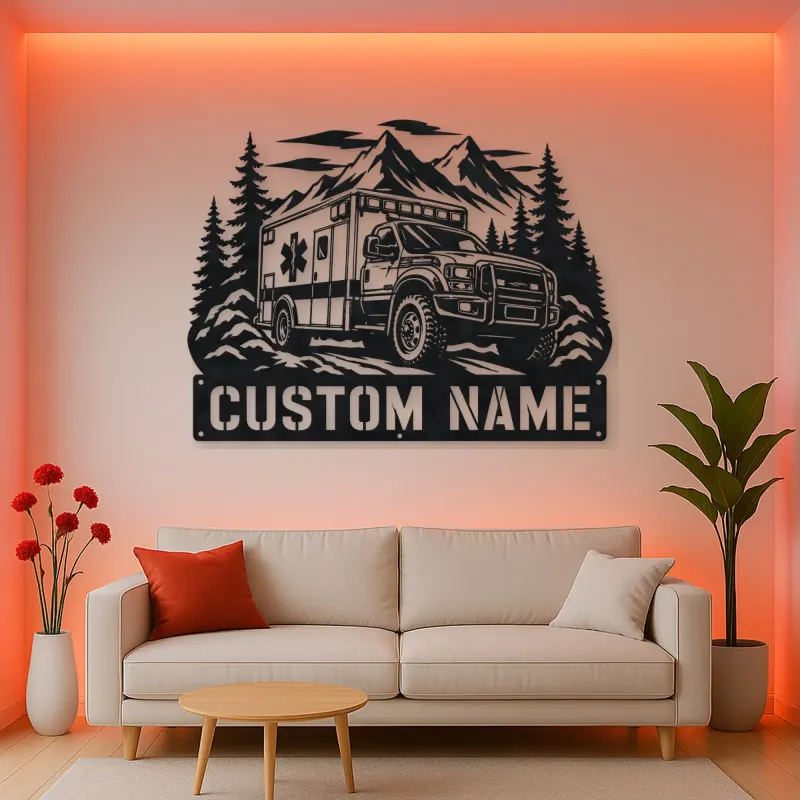 Personalized Mountain Rescue Ambulance Metal Wall Art
