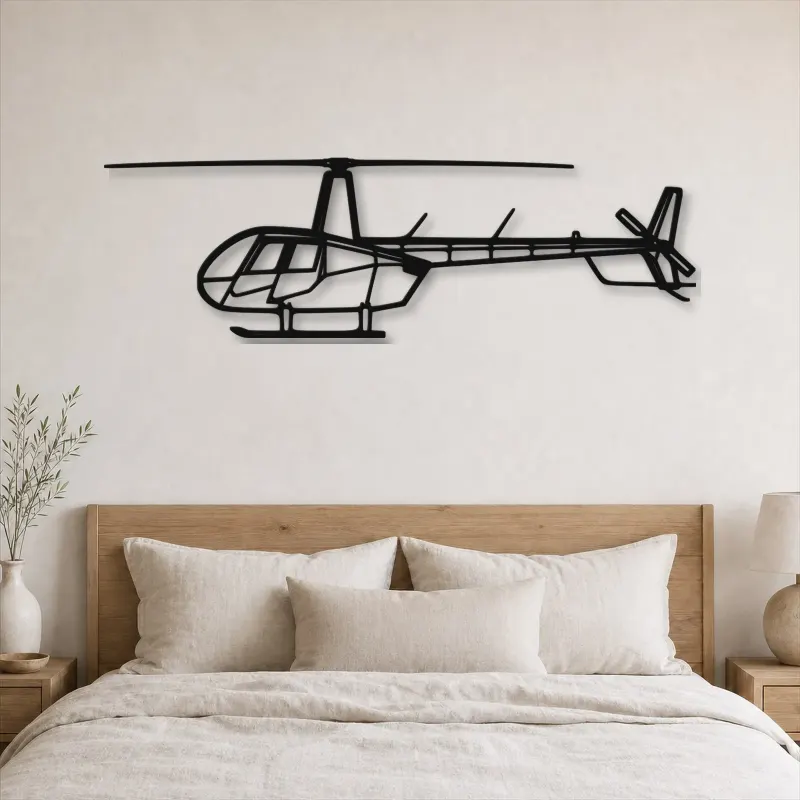 Silhouette de l'avion R44 Raven II en métal, décoration murale en métal, décoration aéronautique, décoration d'aviateur