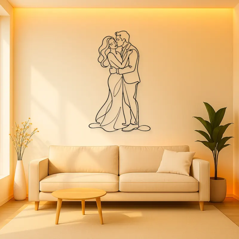 Cheek Kiss Lovers Metal Wall Art | Romantic Couple Decor