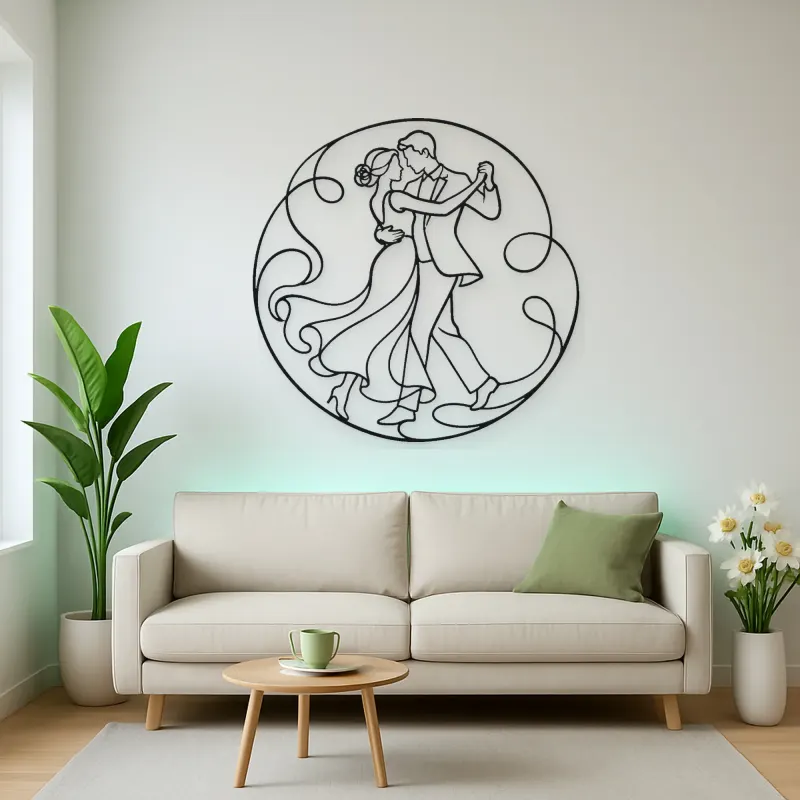 Gentle Spin Couple Metal Wall Art | Romantic Couple Decor