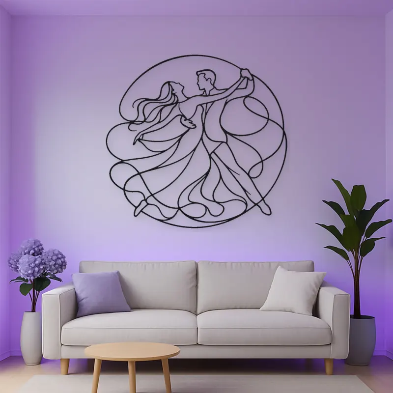 Contemporary Floor Flow Metal Wall Art | Couple Dance Wall Decor