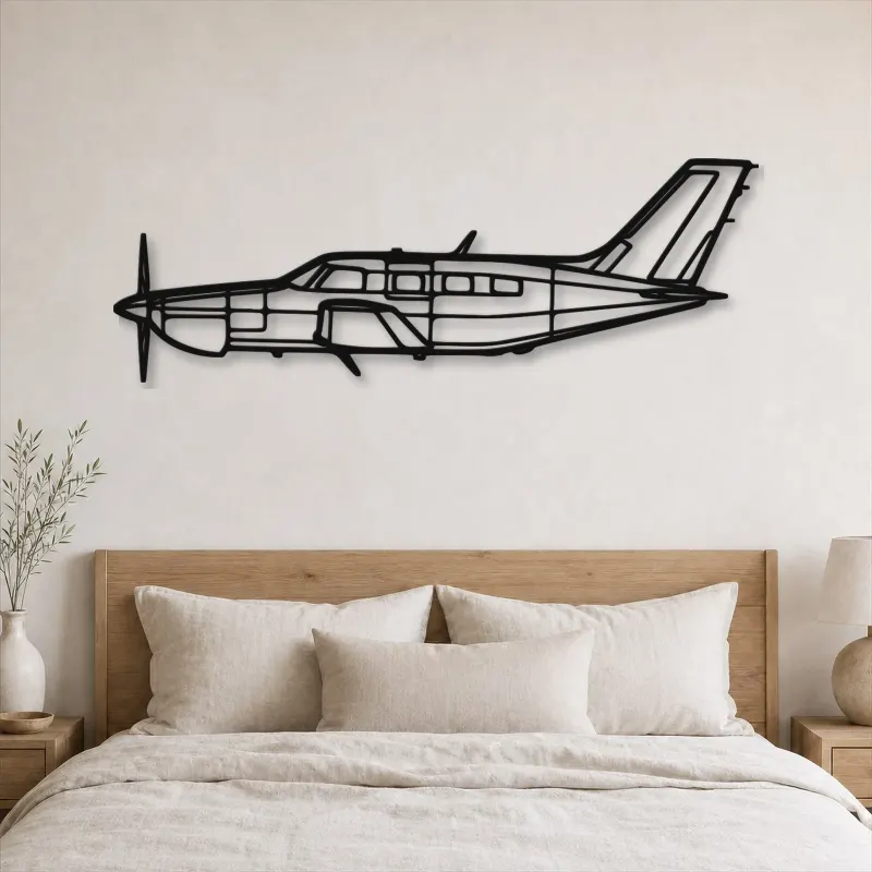 Silhouette en métal d'avion PA-46-350P Malibu Mirage, Décoration murale en métal, Décor aéronautique, Cadeau pour aviateur