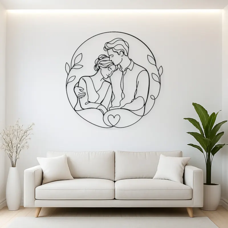 Shoulder Rest Lovers Metal Wall Art | Romantic Couple Decor
