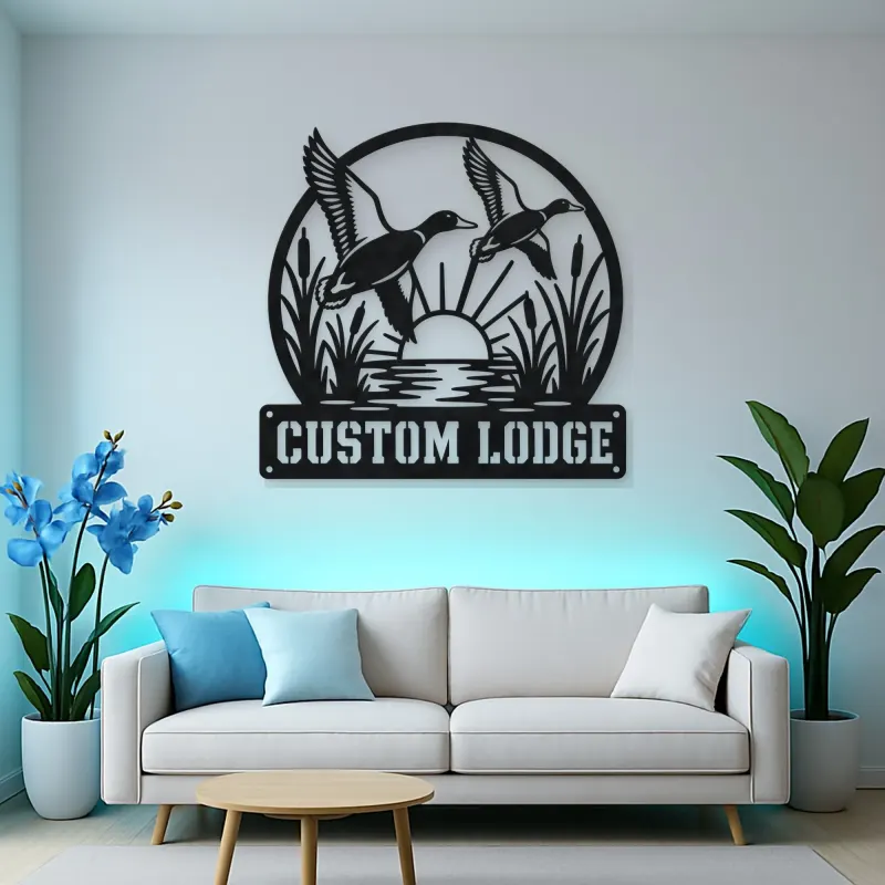 Personalized Flying Ducks Metal Wall Art for Hunting Lodge