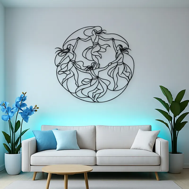 Tribal Dance Circle Metal Wall Art | Dance Silhouette Wall Decor