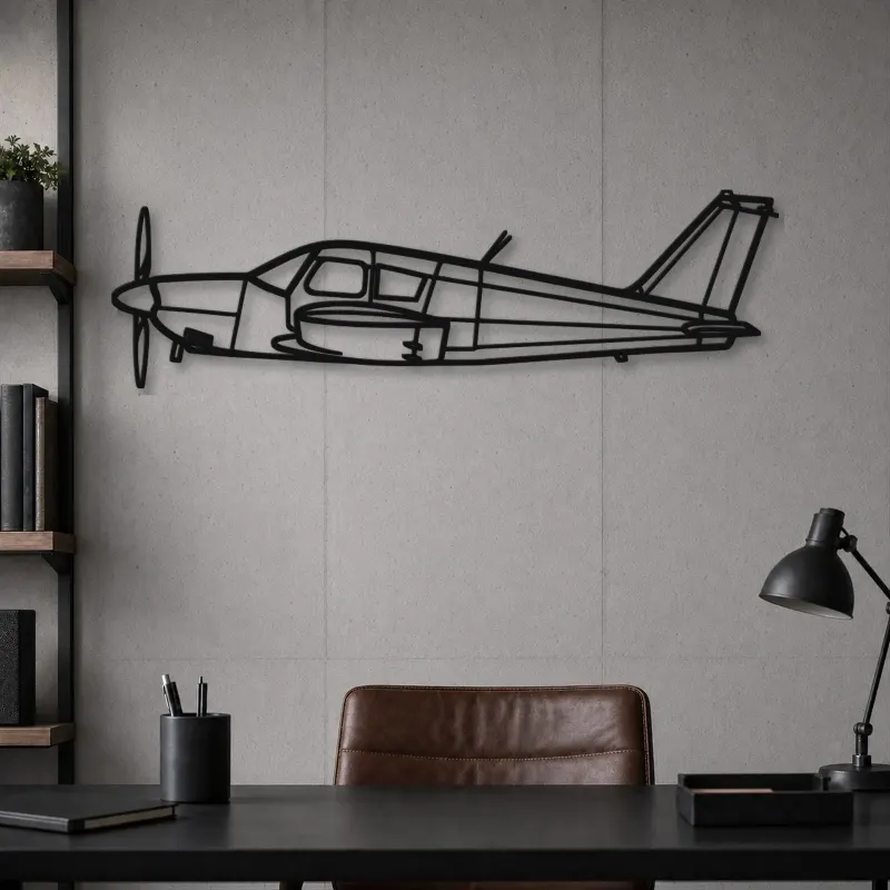 Silhouette d'avion PA-28 Cherokee en métal, Décoration murale en métal, Décor aéronautique, Décor d'aviation