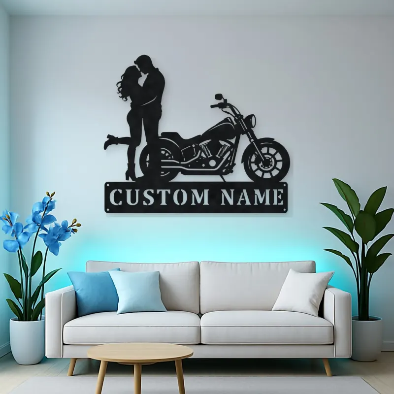 Personalized Cruiser Couple Metal Wall Art with Lifted Heel