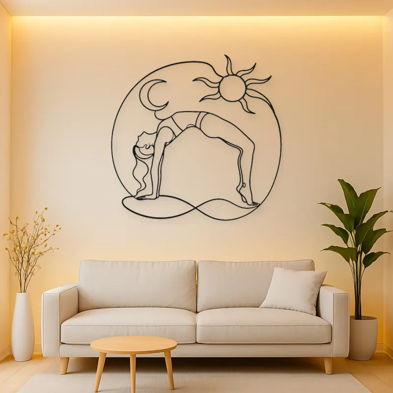 Wheel Pose Energy Metal Wall Art | Yoga and Meditation Wall Decor