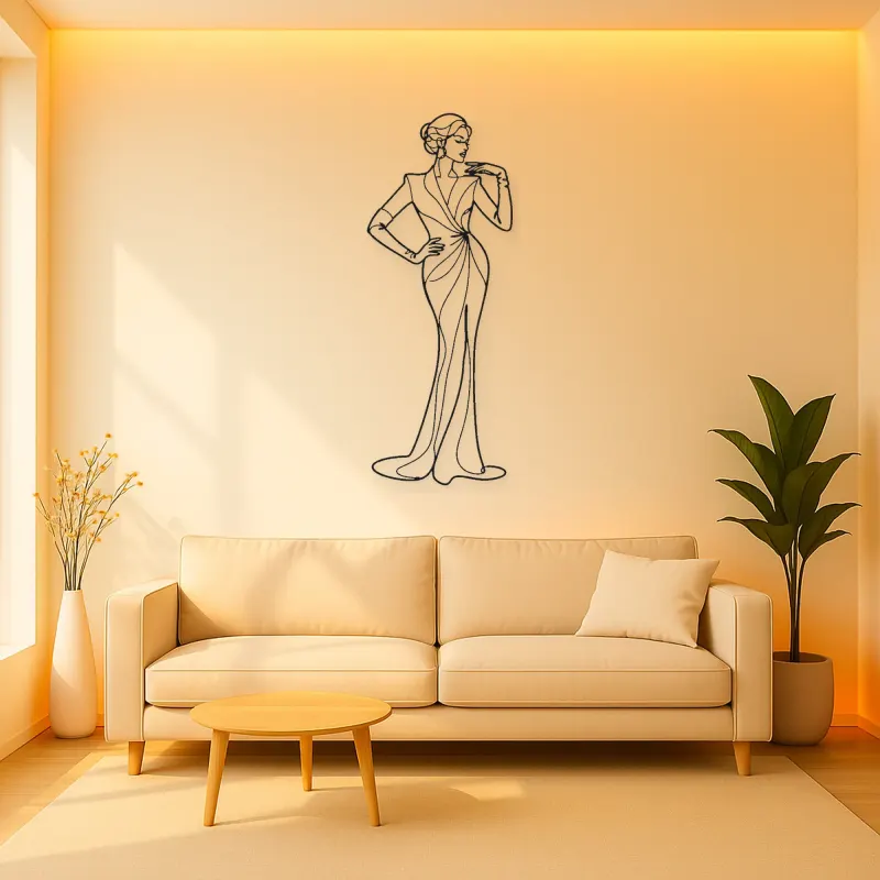 Evening Glove Pose Metal Wall Art | Fashion Figure Wall Decor