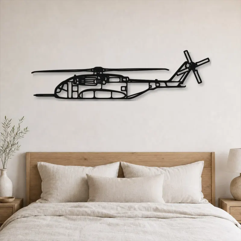 Silhouette en métal d'avion CH-53K King Stallion, Décoration murale en métal, Décor aéronautique, Cadeau pour aviateur