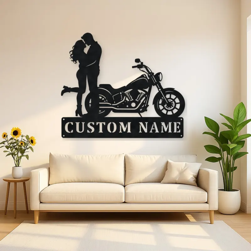Personalized Cruiser Couple Metal Wall Art with Lifted Heel