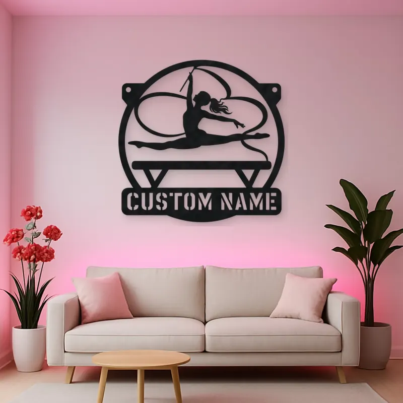 Personalized Rhythmic Gymnast Metal Wall Art with Ribbon