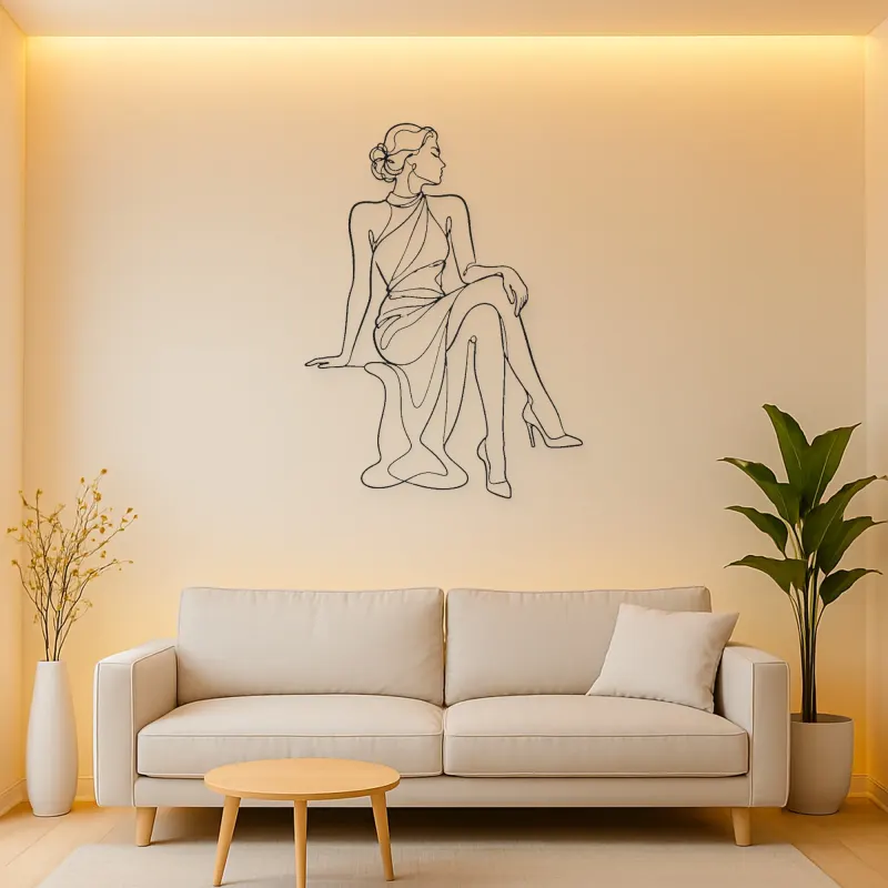 Crossed Leg Fashion Pose Metal Wall Art | Fashion Figure Wall Decor