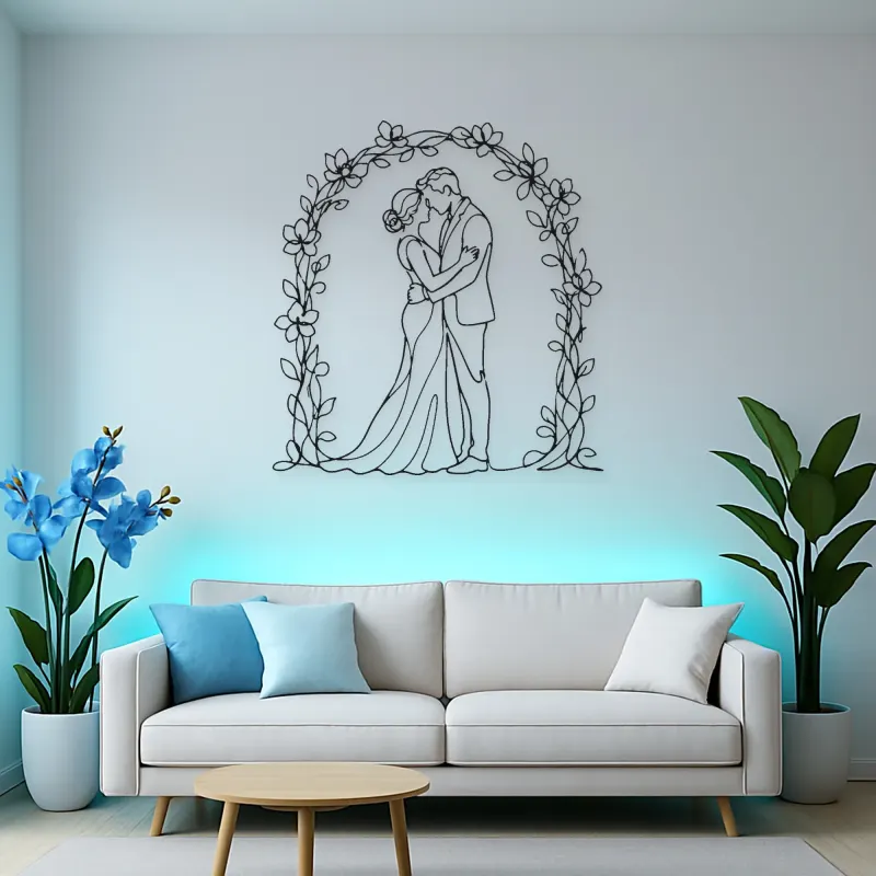 Flower Arch Pair Metal Wall Art | Romantic Couple Decor