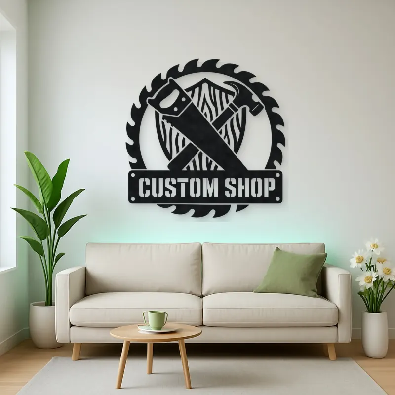 Personalized Woodworker Tools Metal Wall Art with Saw Blade