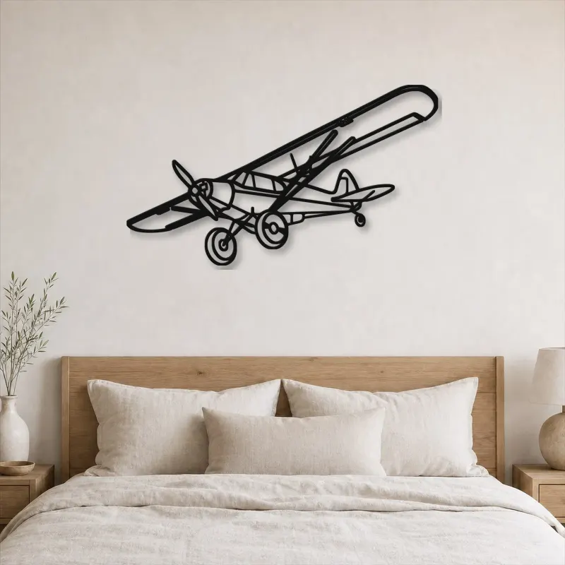 Silhouette d'avion Super Cub en métal, Décoration murale en métal, Décor aéronautique, Décor d'aviation