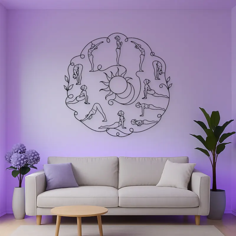 Sun Salutation Flow Metal Wall Art | Yoga and Meditation Wall Decor