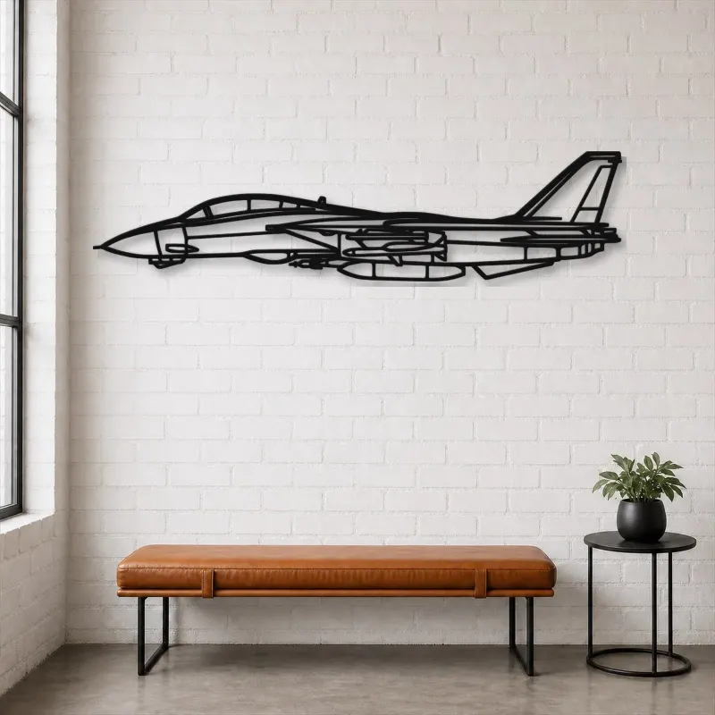Silhouette d'avion F-14 Tomcat en métal, Décoration murale aéronautique
