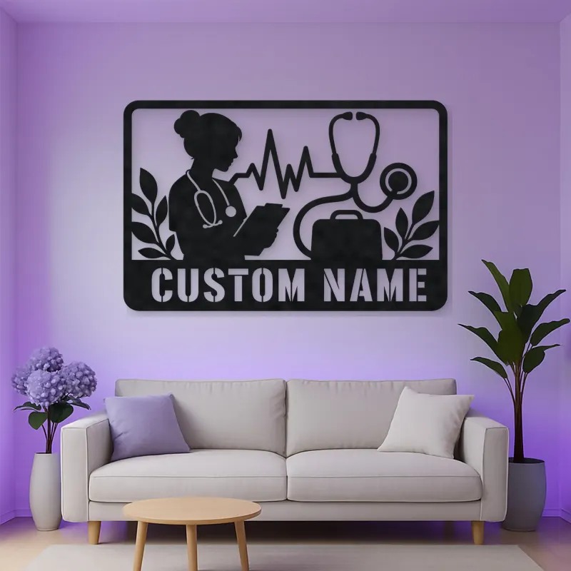 Personalized Doctor Nurse Metal Wall Art with Stethoscope
