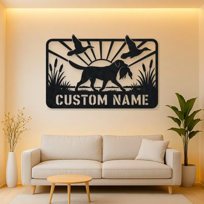 Personalized Retriever Duck Hunting Metal Wall Art