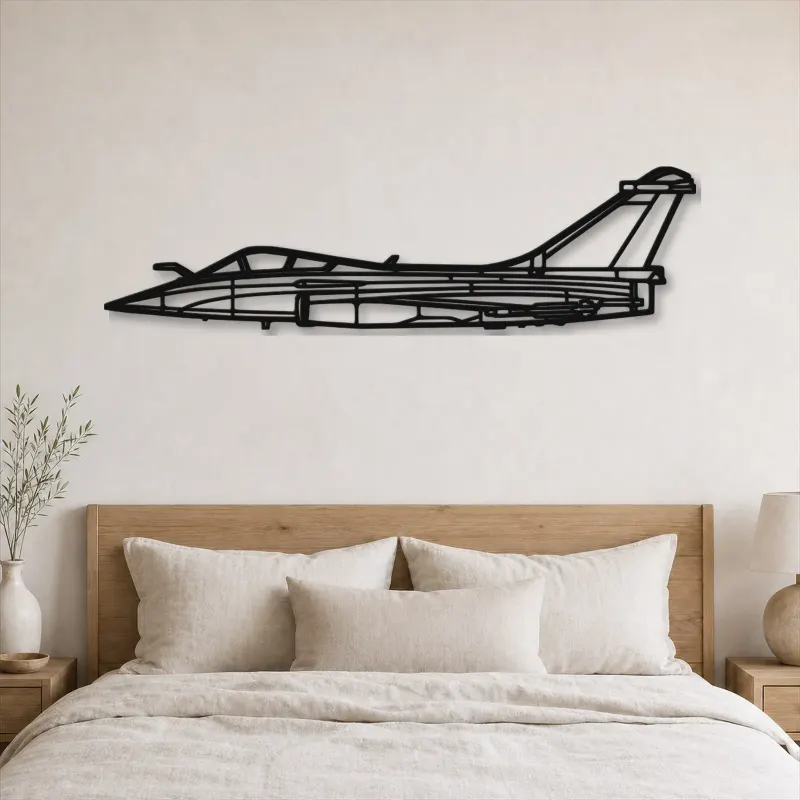 Silhouette de l'avion Rafale C en métal, décoration murale en métal, décoration aéronautique, décoration d'aviateur