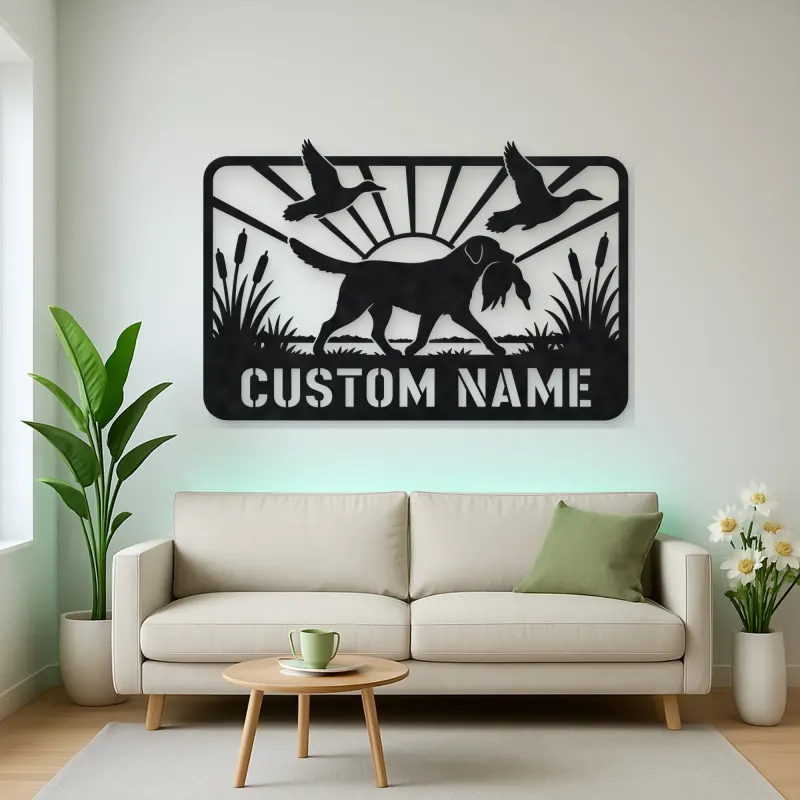 Personalized Retriever Duck Hunting Metal Wall Art