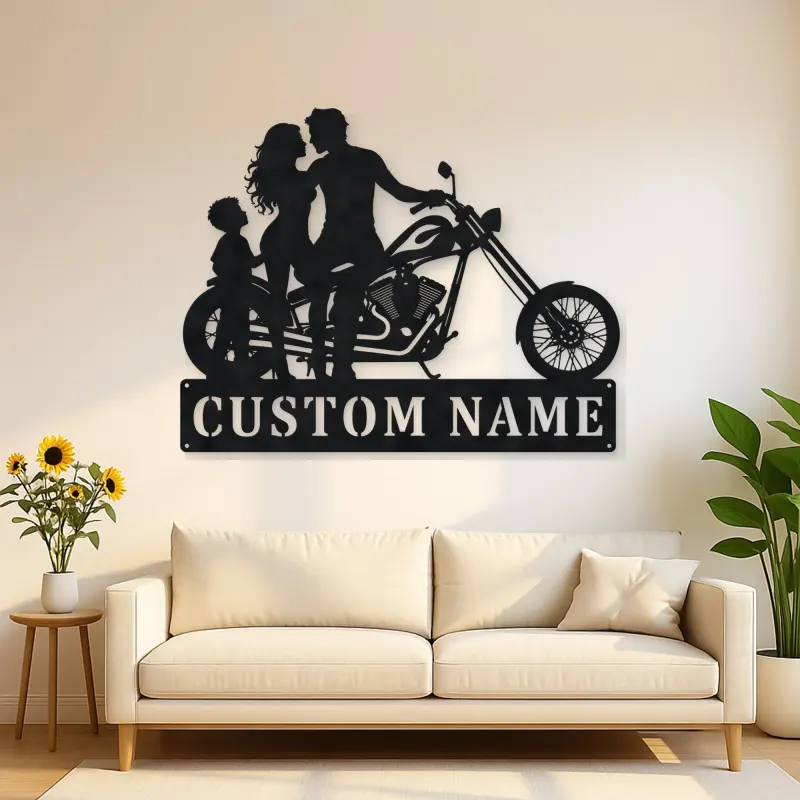 Personalized Chopper Family of Three Metal Wall Art