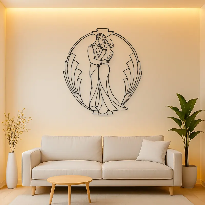 Art Deco Couple Metal Wall Art | Romantic Couple Decor