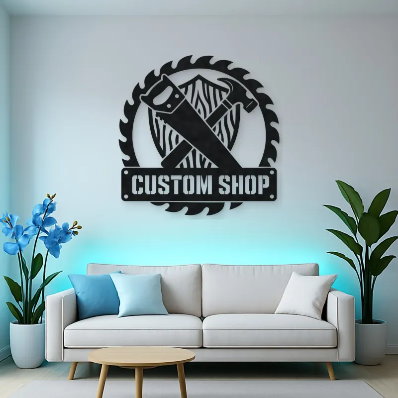 Personalized Woodworker Tools Metal Wall Art with Saw Blade