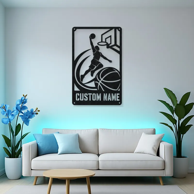 Personalized Basketball Dunk Metal Wall Art