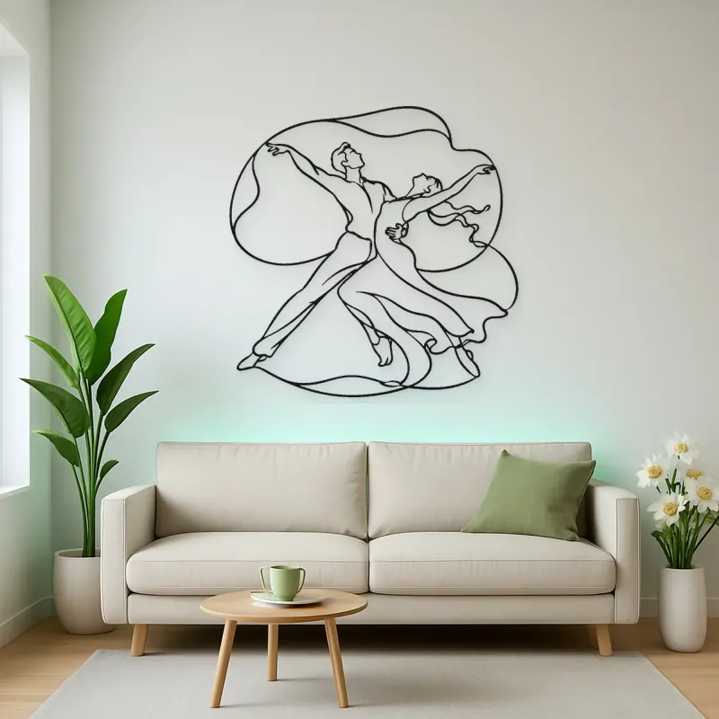 Contemporary Duet Curve Metal Wall Art | Couple Dance Wall Decor