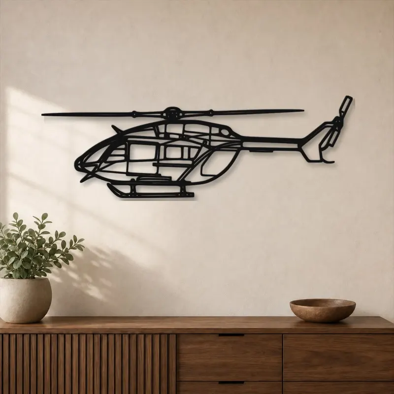 Silhouette en métal d'hélicoptère EC-145, décoration intérieure, cadeau d'anniversaire, silhouette d'aéronef