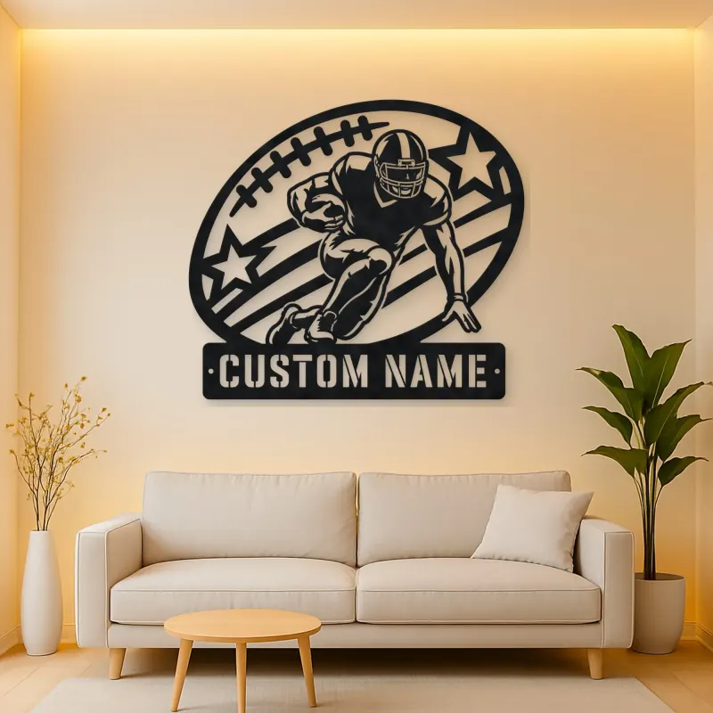 Personalized Running Back Stars and Stripes Metal Wall Art
