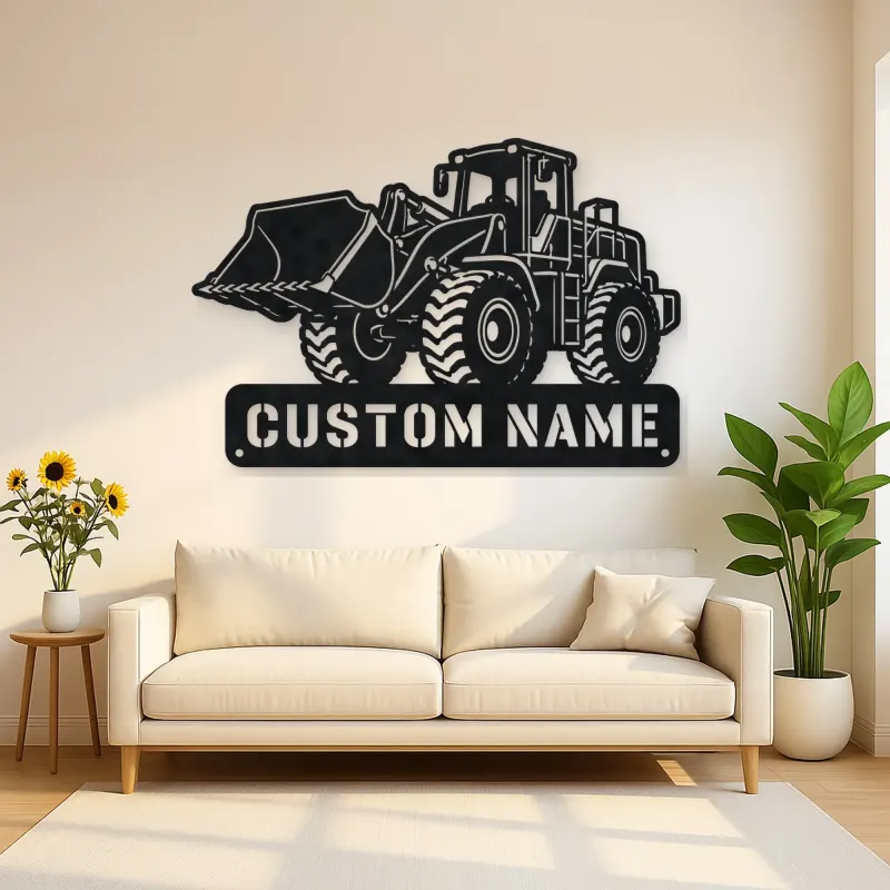 Personalized Heavy Wheel Loader Raised Bucket Metal Wall Art