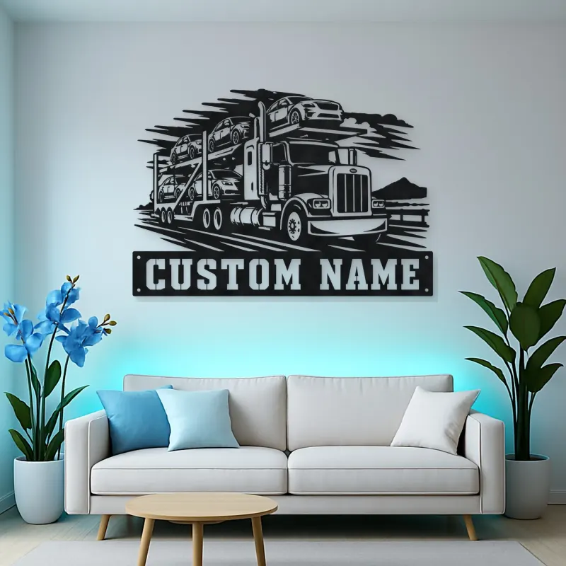 Personalized Car Carrier Semi Truck Metal Wall Art