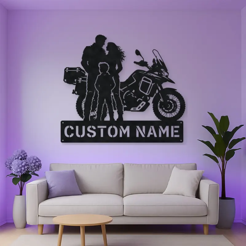 Personalized Adventure Motorcycle Family Metal Wall Art