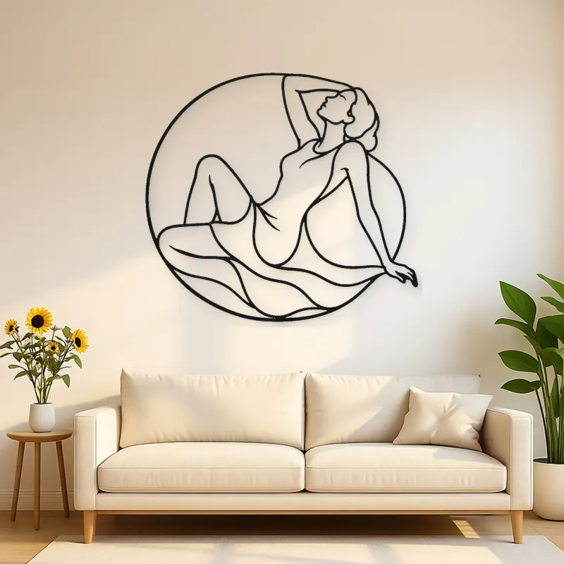 Reclining Curve Muse Metal Wall Art | Feminine Figure Wall Decor