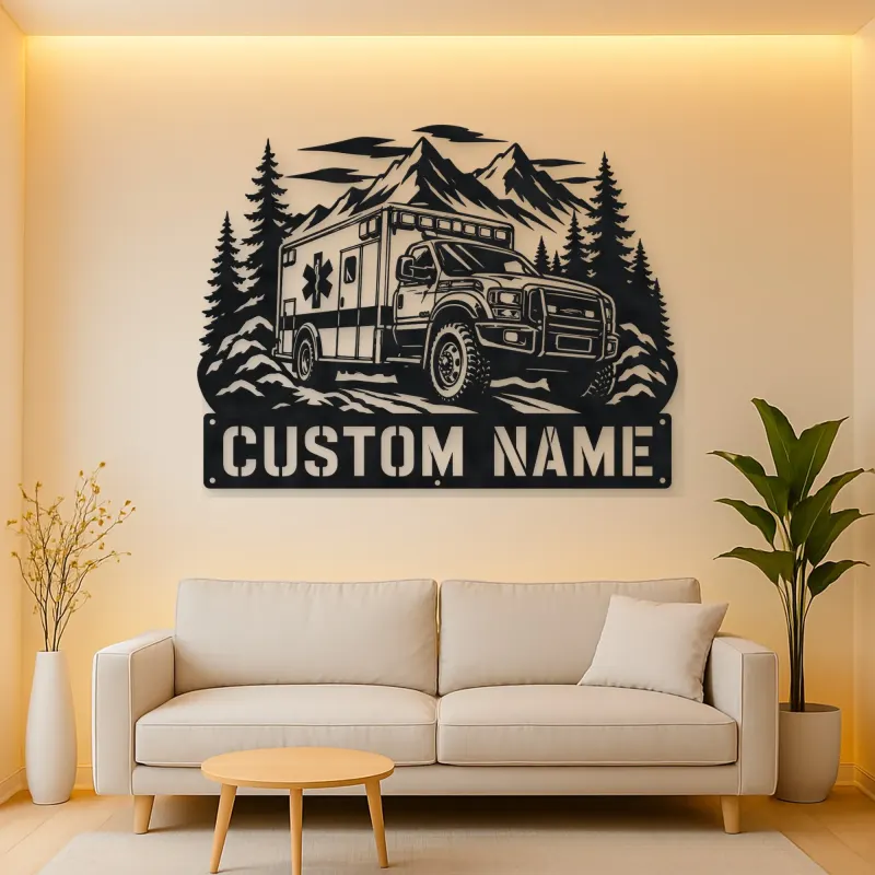 Personalized Mountain Rescue Ambulance Metal Wall Art