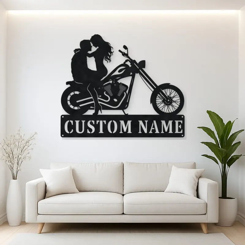Personalized Chopper Couple Metal Wall Art
