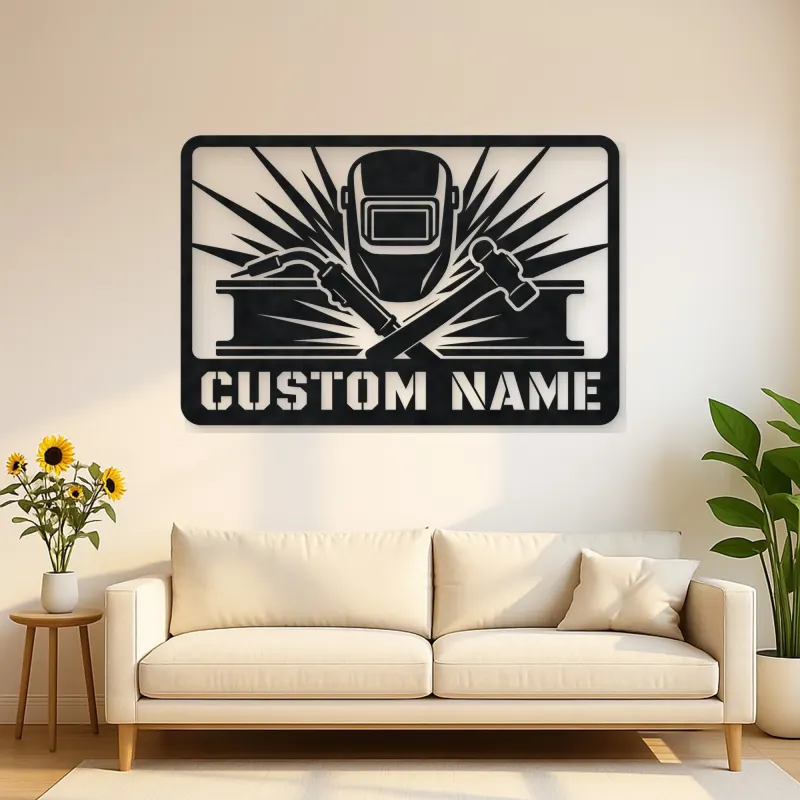 Personalized Welder Metal Wall Art with Torch and Hammer