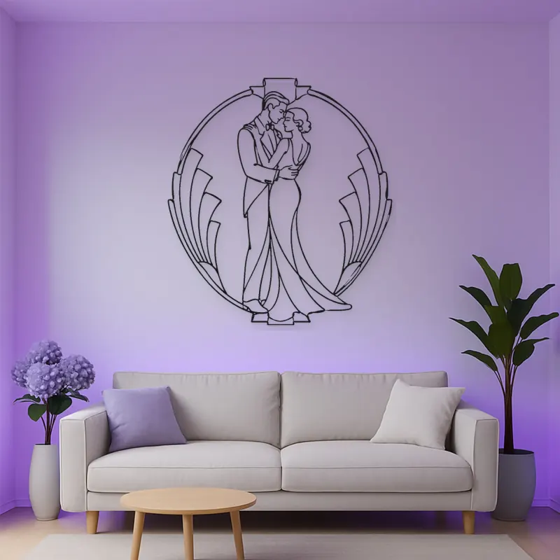 Art Deco Couple Metal Wall Art | Romantic Couple Decor