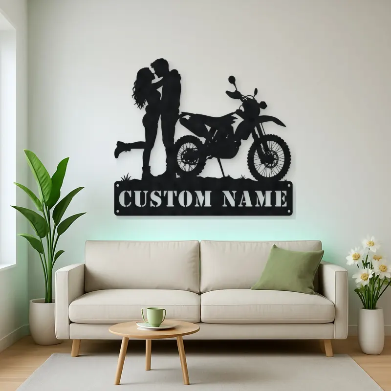 Personalized Dual Sport Motorcycle Couple Metal Wall Art