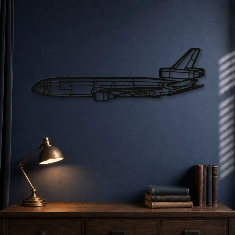 Insegna in metallo silhouette aereo KC-10 Extender, Silhouette aereo in metallo, Decorazione parete aviazione, Decorazione per aviatori