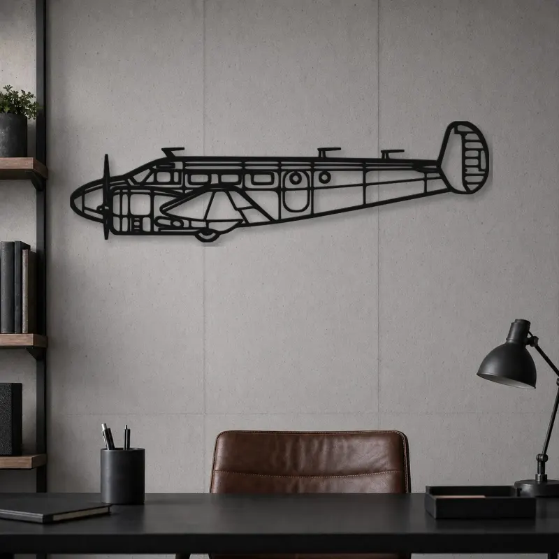 Silhouette en métal d'avion C45-H Expeditor, Décoration murale en métal, Décor aéronautique, Cadeau pour aviateur