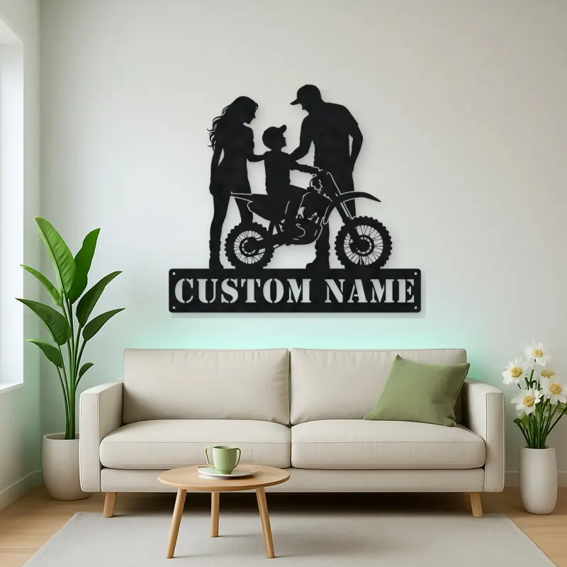 Personalized Mini Dirt Bike Family Metal Wall Art