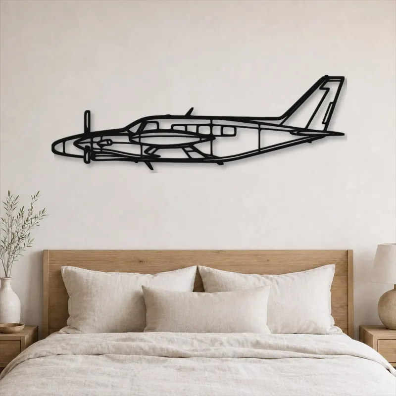 Silhouette d'avion PA-31T Cheyenne en métal, Décoration murale en métal, Décor aéronautique, Décor d'aviation