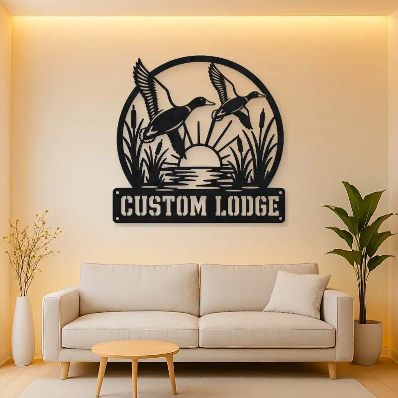 Personalized Flying Ducks Metal Wall Art for Hunting Lodge