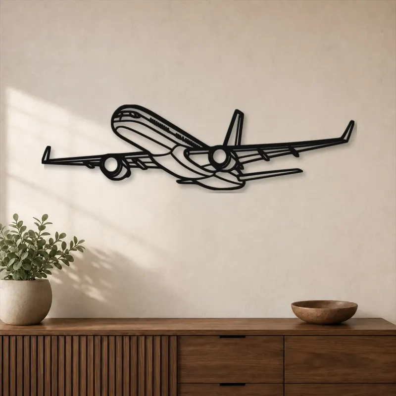 Silhouette d'avion en métal 757-200 Angle, décoration murale en métal, décoration aéronautique, cadeau pour pilote