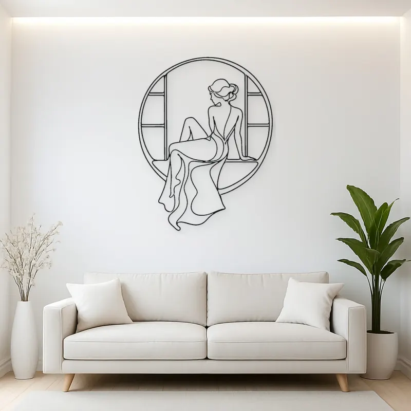 Quiet Window Muse Metal Wall Art | Feminine Figure Wall Decor