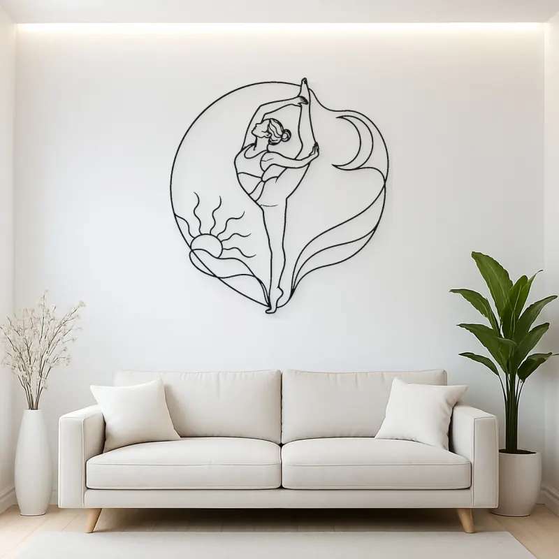 Standing Split Line Metal Wall Art | Yoga and Meditation Wall Decor